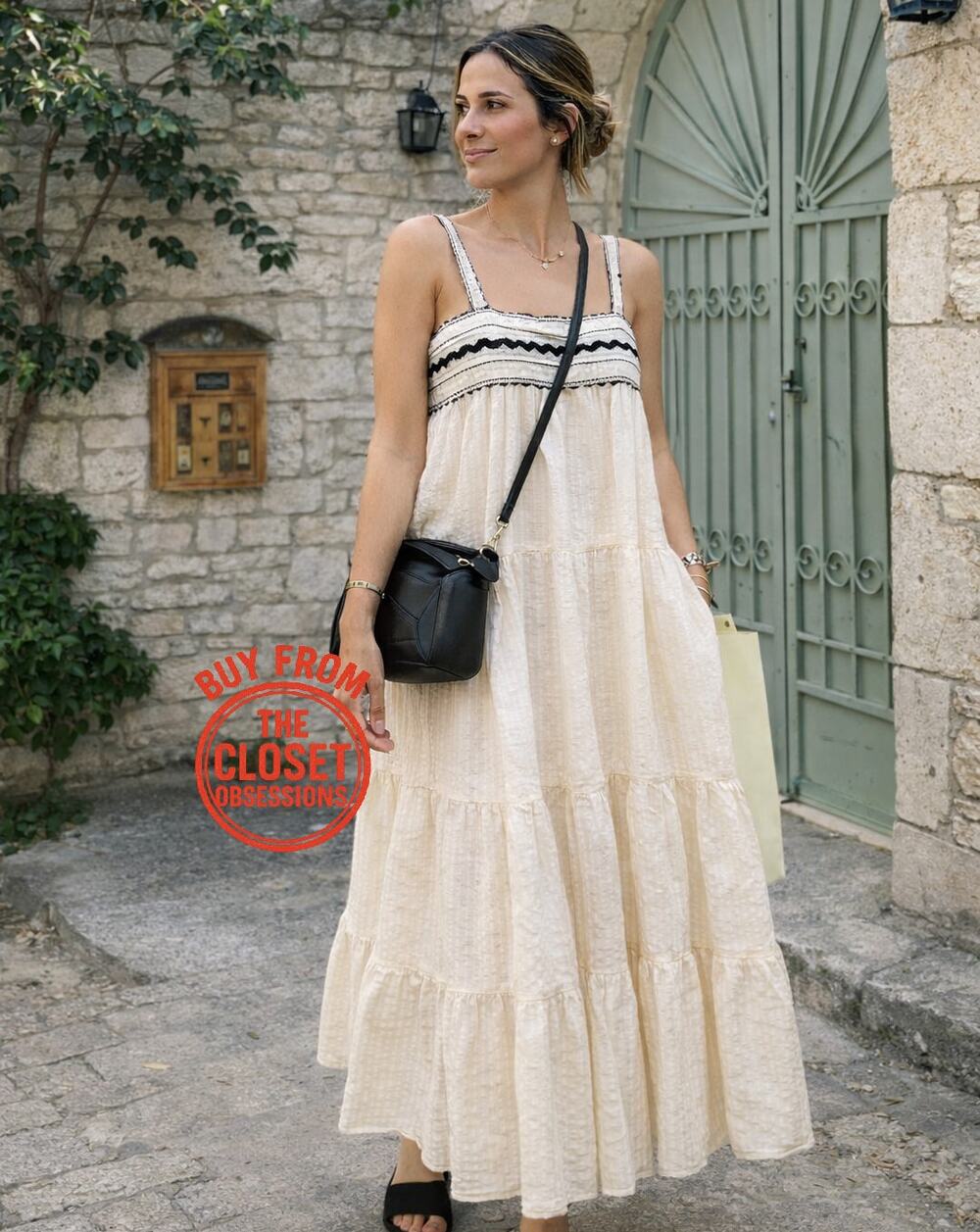 Zara NWT Cream Seersucker Cotton Tiered Midi Dress Lace Applique S M